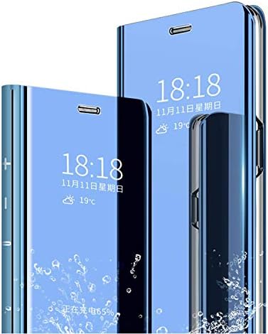 cookaR Samsung Galaxy M30s Mirror Flip Case, Slim Fit Electroplate Plating Kickstand Case Smart Clear View Cover Full Coverage Hard Shell for Samsung Galaxy M30s Smartphone, Black