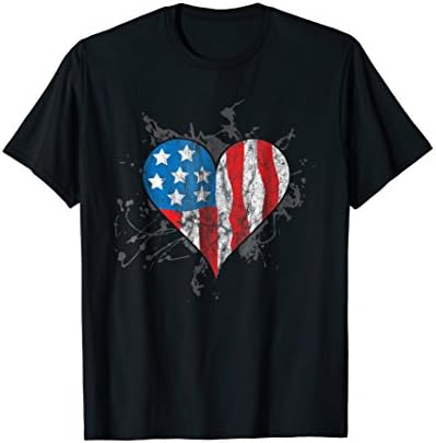 Heart Stars And Stripes Fourth Of July Distressed T-Shirt