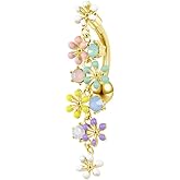 Izpack Colorful Daisy Flower Belly Button Ring 316L Surgical Stainless Steel CZ Cute Enamel Flowers Dangle Navel Belly Rings Dainty Body Piercing Jewelry Gifts for Women 14G