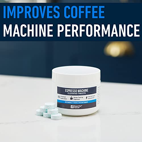 Essential Values Espresso Machine Cleaning Tablets (30 Tablets), For