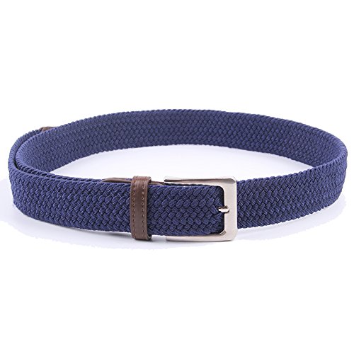Canvas Elastic Fabric Woven Stretch Multicolored Braided Belts 2041-NavyBlue-L