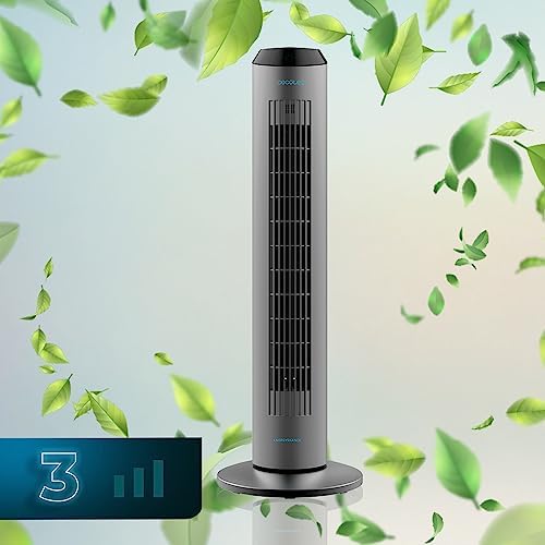 Ventilador Digital de Torre com Controlo Remoto e Temporizador EnergySilence 8190 Skyline Ionic. 60 W, 33'' (84 cm) de altura, oscilante, ionizador, motor de cobre, 3 velocidades, cinzento