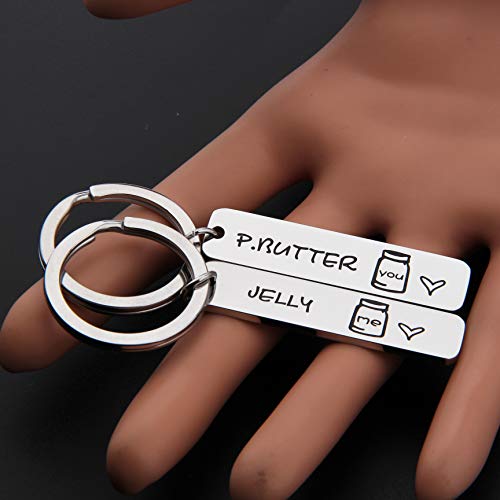 MAOFAED Matching Set Couples Keychains Peanut Butter and Jelly Keychain Boyfriend Gift Girlfriend Gift Gift BFF Gift Going Away Gift (Peanut Butter and Jelly Keychain) - Thumbnail 4