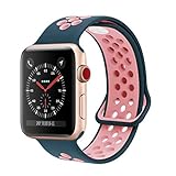 YC YANCH Greatou Compatible for Apple Watch Band 38mm,Soft Silicone Sport Band Replacement Wrist Strap Compatible for iWatch Apple Watch Series 3/2/1,Nike+,Sport,Edition,S/M,Lightpink Midnightblue