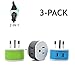 Thailand Power Plug Adapter by OREI with 2 USA Inputs - Travel 3 Pack - Type O (US-18) Safe Grounded Use with Cell Phones, Laptop, Camera Chargers, CPAP, and More primary