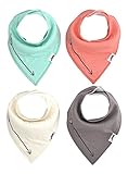 Matimati Baby Bandana Drool Bibs With Snaps For Girls & Boys - Super Absorbent, Soft, & Modern Set of 4 - Cute Baby Shower Gift (Solid Arrow Mint)
