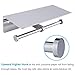 Double Toilet Paper Holder with Shelf Polished Chrome, APLusee SUS304 Stainless Steel Contemporary Bathroom Tissue Roll Holder Cell Phone Storage Rack