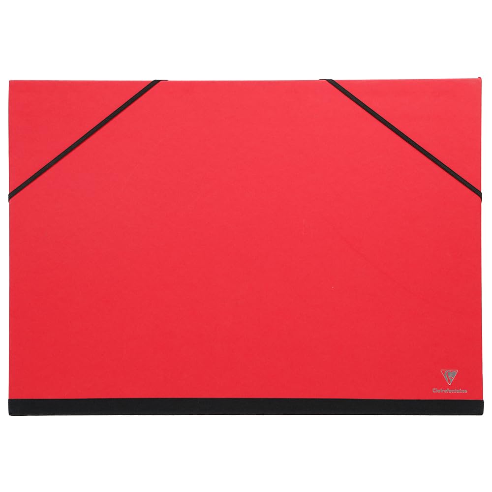 Clairefontaine - Ref 144405C - Art Folder with Elastic Straps Closure - Red Colour - Customisable Vellum Card Surface, Suitable for 50 x 65cm Sized Documents