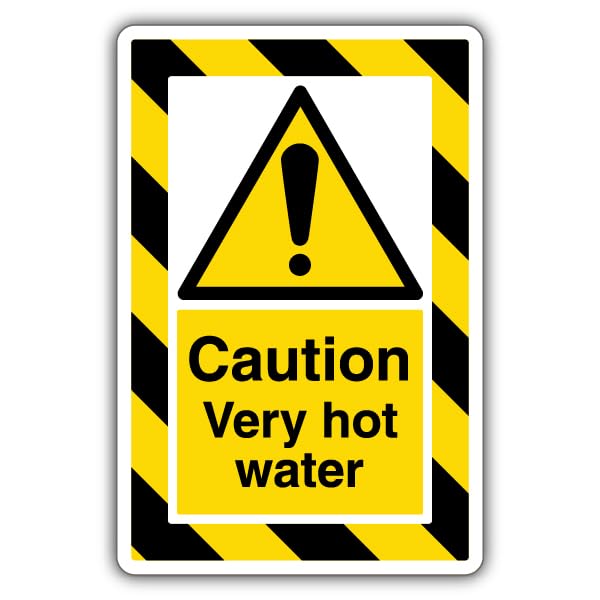 V Safety Caution Very Hot Water - ExtraViz 250 x 350 mm - 1mm Rigid Plastic Safety Sign