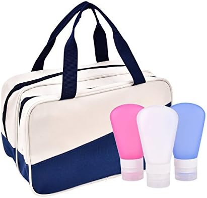 Wosweet Toiletry Bag with 3 Pieces Travel Silicone Bottles  Travel Bag for Swimming Travelling Beach Gym
