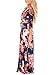 Dokotoo Womens Ladies Cotton Casual 3 4 Sleeve Beach Fit and Flare Flower Floral Print Maxi Long Dresses Navy Large