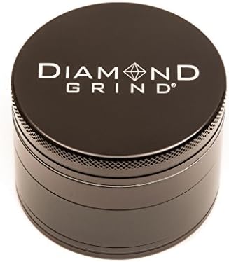 Diamond Grind Herb Grinder 3" Spice Grinder 4 Piece BLACK Color Aluminum Large Grinder (75mm)
