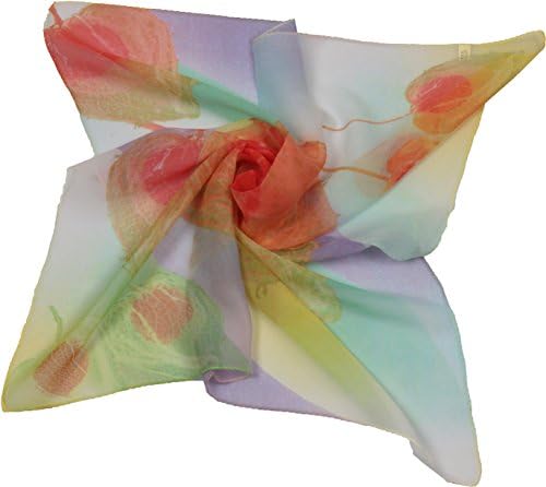 Jocelyn Nord Women's Graphic Print 100% Silk Square Scarf Neckerchief (Colored lanterns)