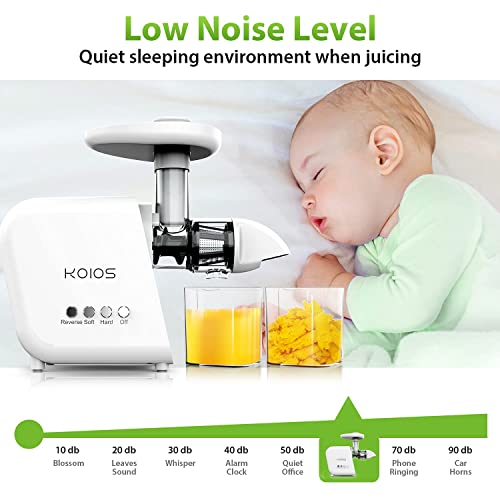 KOIOS Slow Juicer, Masticating Juicer Extractor, Cold Press Juicer