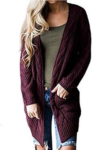 Moludoya Women's Long Sleeve Open Front Outwear Chunky Pullover Knit Cardigan Sweater