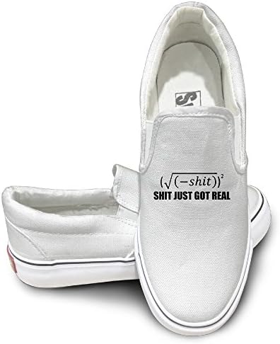 LOVVER94 Adult Funny Mathematic Logo Canvas Shoes Sneakers Slip On Shoes 43 White