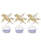 Giuffi Golden Unicorn Cupcake Toppers, 24 Pack