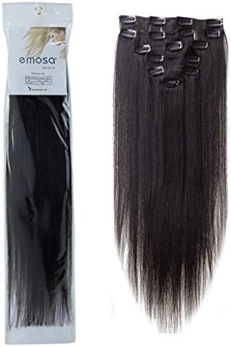 Emosa 20" Clip in Remy Human Hair Extensions Off Black 7pcs 70g