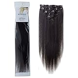Emosa Clip in Remy Human Hair Extensions Off Black 7pcs 70g