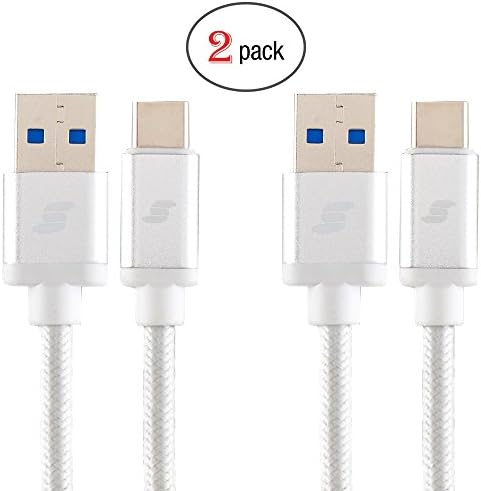 Sinseader two pack 6.6ft Type C to Type A USB C to USB A 3.0 Braided Data Charging Cable for Apple Macbook 12 inch Nexus 5X Nexus 6P Pixel and More USB C Charger Devices silver (MUCAM30-SL-6.6FT2)