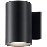 Kichler Cylinders 7" Outdoor Wall Sconce in a Black, 1-Light Exterior Wall Light, Cylinder Fixture, (7" H x 5" W), 9234BK