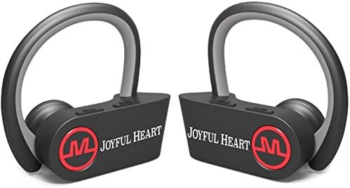 Bluetooth Headphones Wireless Earbuds with Mic - Joyful Heart JH-100 True Cordless Earphones Sweatproof Sport Headset for Running Workout 6-8 Hr, Magnetic Charger 1-Year Warranty, Black-Red