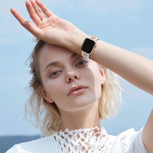 Breathable Silicone Strap Compatible with Apple Watch 40mm 44mm 38mm 46mm 45mm 41mm 42mm 49mm, Sport Silicone Bands for iWatch Series11 10 9 8 7 6 5 4 3 2 1 SE Ultra 3 /2/1, Men and Women