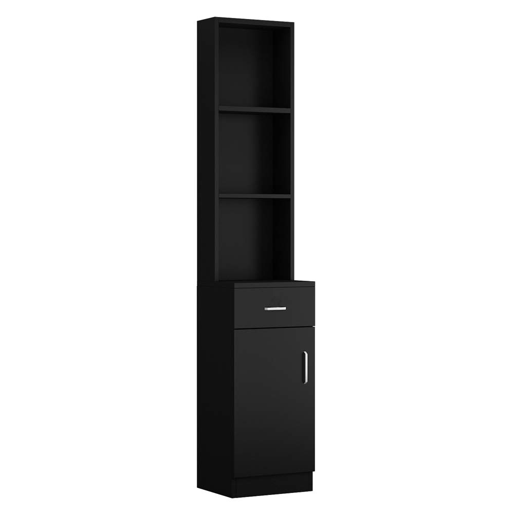 Henf Barber Stations Hair Styling Cabinet Barber Drawer Organizer Hair Salon Storage Cabinet Beauty Salon Spa Equipment with 1 Drawer 1 Door 3 Shelves (Black): Beauty