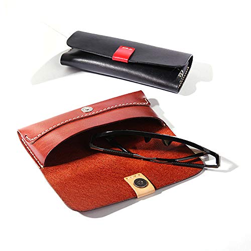 Handmade Genuine Leather Eyeglass Case Holder for Sunglasses & Reading Glasses - Unisex  (Brown) - Thumbnail 2