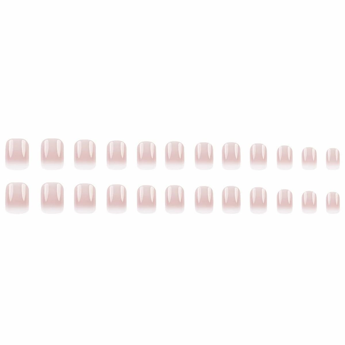 Short Square Press on Nails French Fake Nails Ombre Acrylic Nails Press on Full Cover Glossy Glue on Nails False Nails with Glue Artificial Stick on Nails for Women Manicure Nail Art Decoration 24PCS - Image 5