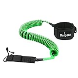 Premium 10’ SUP Leash, Paddle Leash Coiled Swivel Ankle Cuff for Standup Paddle Boarding and Surfboarding Surfing (Green)