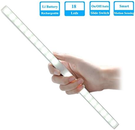 LED Closet Light,Hamaxa 18-LED Wireless Rechargeable Motion Sensing Night Light Bar Portable Motion Activated Light Lamp for Panty,Attics,Hallway,Kitchen,Under Cabinet Lighting (Off/On/Auto Switch)