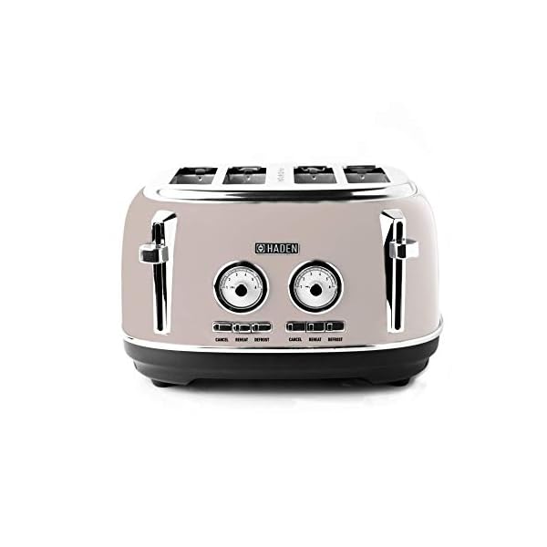 Haden-Jersey-Toaster--Retro-Electric-Stainless-Steel-Toaster-Four-Slice-Putty-CD24 Haden Jersey Toaster – Retro Electric Stainless-Steel Toaster with Reheat and Defrost Functions – 1370-1630W, 220-240V…