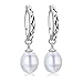 DIAMOVI The Ultimate Sterling Silver Jewelry 100% Real Natural Freshwater White Pearls | Silver Chain Pendant & Hoop Earrings | White Pearls For Women | Come In A Fine Jewelry Bag