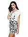 OURS Women's Short Sleeve Casual Loose Floral Plus Size Tunic Dress Flower Printed Dress (White&Black)