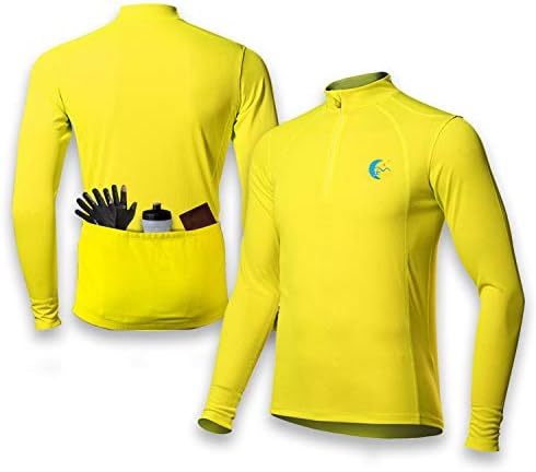 MOONLIGHT FITNESS Men's Long Sleeve Spring - Summer Cycling Bike Jersey Quick Dry Safety Yellow