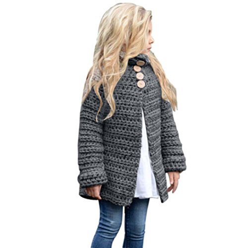 Sunbona Toddler Baby Girls Cute Autumn Button Knitted Sweater Cardigan Warm Thick Coat Clothes (8T(6~7years), Gray) - Thumbnail 7