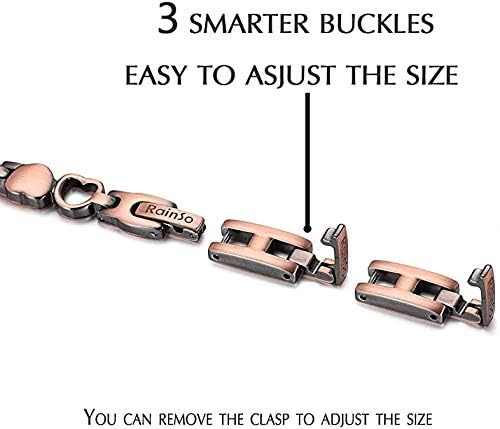 RainSo Womens Heart Design Pure Copper Magnetc Bracelets Adjustable With Gift Box, womensize - Image 4