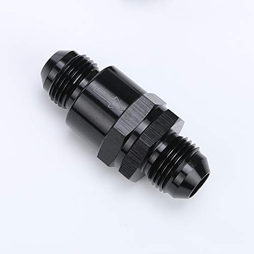 -10 AN Aluminium AN8 Flare Inline Fuel Tank Non Return One Way Check Valve Male Hose Fitting Adapters, Black 10AN JIC 10, 7/8"-14 Thread