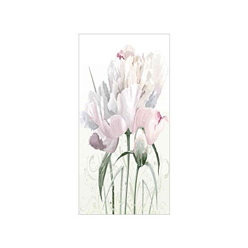 Decorative Privacy Window Film/Floral Pink Roses Tulips Abstract Leaves with Petals and Buds Detailed Print Image/No-Glue Self Static Cling for Home Bedroom Bathroom Kitchen Office Decor White - Thumbnail 5