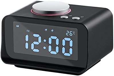 Digital USB Alarm Clock with FM Radio Alarm Clock, Dual Alarm Clock, Dual USB Charging Port, AUX in, LCD Digit Display with Dimmer, indoor Thermometer for Bedroom, Kitchen, Hotel, Table, Desk
