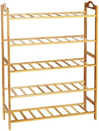 leisofter Bamboo Shoe Rack 5-Tier Entryway Shoe Shelf Storage Organizer For Home & Office Easy to Assemble (5-Tier, Natural)