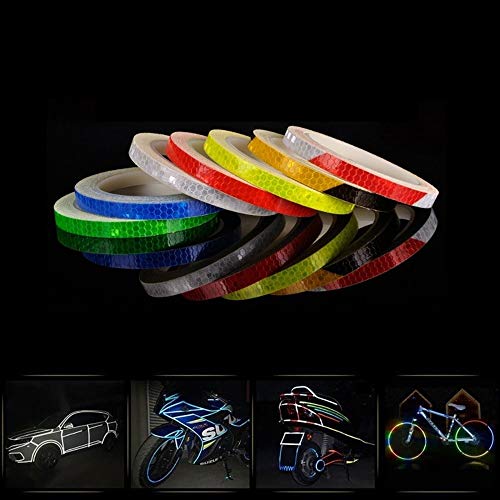 Reflective Tape 7 Roll Safety Tapes Warning Strip Self-Adhesive DIY Decoration Bicycle Wheel Rim Light Reflective Stickers Reflective Wheel Tape Decal Sticker for Bike, Car, Truck, Motorcycle - 8M