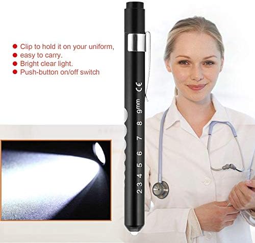 Deasengmin Aluminum Medical Surgical Penlight Doctors clinical Pen Light Flashlight Torch With Scale First Aid mouth/ear care inspection lamp