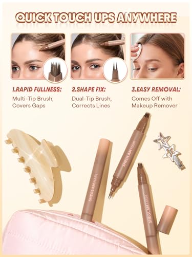 SHEGLAM HAIR 2-in-1 Volume Boost Multi-Use Hairline Pen, Waterproof & Long-Lasting, 0.1mm Fine Line, Multi-Use as Eyeliner, Hairline Filler, Brow Filler, Bottom Lashes Liner (Dark Brown)