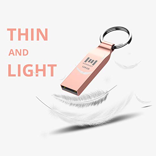 MOSDART 128GB exFAT USB 2.0 Flash Drive Metal Thumb Drive with Keychain