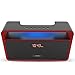 Bluetooth Speakers, Basse Portable Wireless Bluetooth Speakers with FM Radio, 10 Hour Playtime, Built-in Mic, Dual-Driver Enhanced Bass Surround BoomBox Subwoofer for Indoor / Outdoor - Red