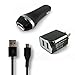 CAT S60 Accessory Kit, 3 in 1 Rapid Micro USB Charger 2.1 Amp Includes Car Charger with 1 USB Port and Wall Charger With 2 USB Ports Black