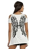 Buankoxy Women's Casual Short Sleeve Cold Shoulder Loose Fit T-Shirt