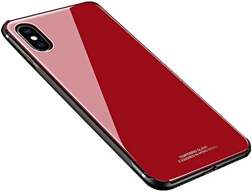 iPhone X Case, iPhone 10 Case, Weiduka TPU + Crystal Steel Tempering Glass Case, Mirror Glass Floral Pattern Painted Case for iPhone X/10 (gorgeous red)